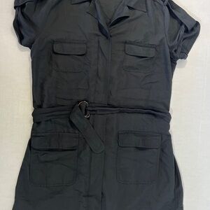 New York & Co Womens Zip Up Black Shirt Dress W/ Belt Size Size XL
